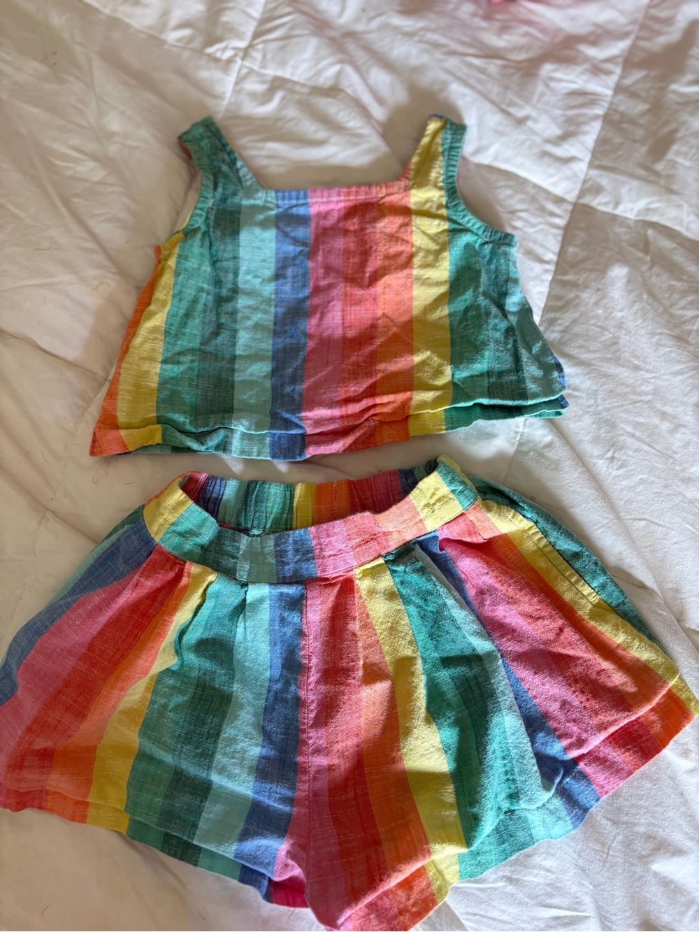 Hanna Andersson Rainbow Stripe Cotton Short Set